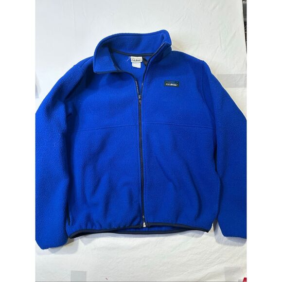 Vintage L.L. Bean deep blue Sherpa fleece zip up  jacket, size M/L - Picture 2 of 7